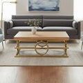 Orsina Jarloi Round Coffee Table – Natural Oak & Gold Stainless Steel