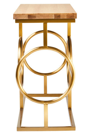 Orsina Jarloi Console Table – Natural Oak Top with Gold Stainless Steel