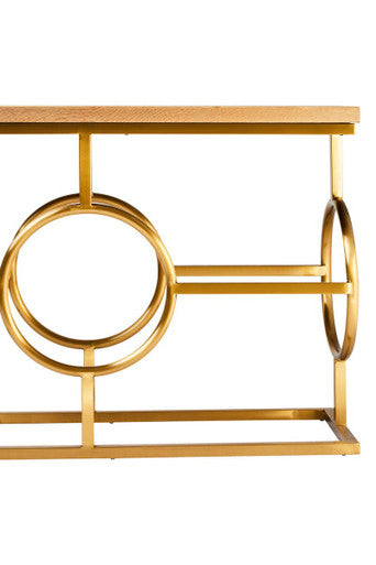 Orsina Jarloi Console Table – Natural Oak Top with Gold Stainless Steel
