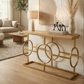 Orsina Jarloi Console Table – Natural Oak Top with Gold Stainless Steel