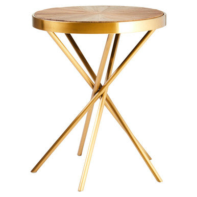 Orsina Jana Round Side Table – Gold Stainless Steel & Fir Wood