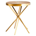Orsina Jana Round Side Table – Gold Stainless Steel & Fir Wood