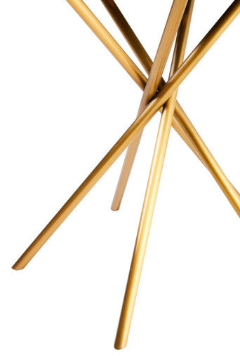 Orsina Jana Round Side Table – Gold Stainless Steel & Fir Wood