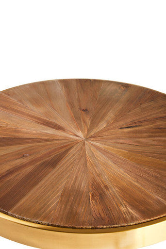 Orsina Jana Round Side Table – Gold Stainless Steel & Fir Wood