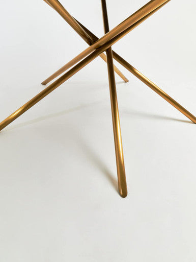 Orsina Jana Round Fir Wood Dining Table with Gold Stainless Steel Base