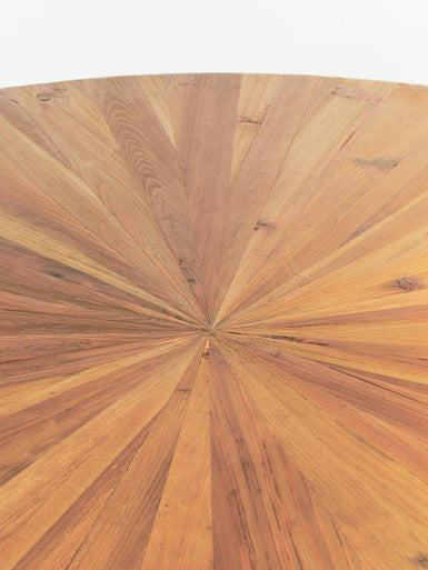 Orsina Jana Round Fir Wood Dining Table with Gold Stainless Steel Base