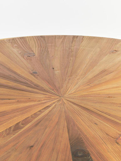 Orsina Jana Round Coffee Table – Aged Fir Wood and Gold Stainless Steel