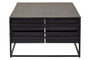 Orsina Judd Black 4-Drawer Coffee Table | Oak Veneer & Iron Frame