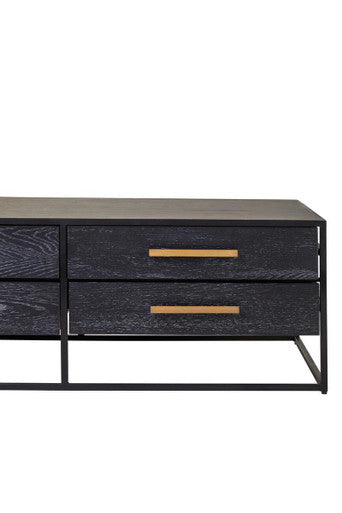 Orsina Judd Black 4-Drawer Coffee Table | Oak Veneer & Iron Frame