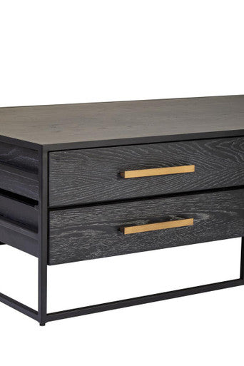 Orsina Judd Black 4-Drawer Coffee Table | Oak Veneer & Iron Frame