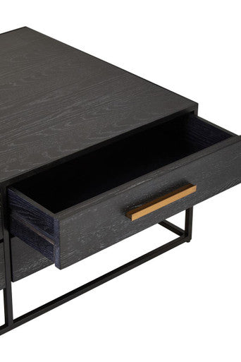 Orsina Judd Black 4-Drawer Coffee Table | Oak Veneer & Iron Frame