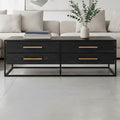 Orsina Judd Black 4-Drawer Coffee Table | Oak Veneer & Iron Frame