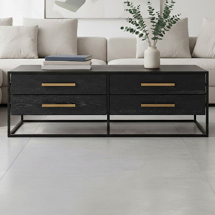Orsina Judd Black 4-Drawer Coffee Table | Oak Veneer & Iron Frame