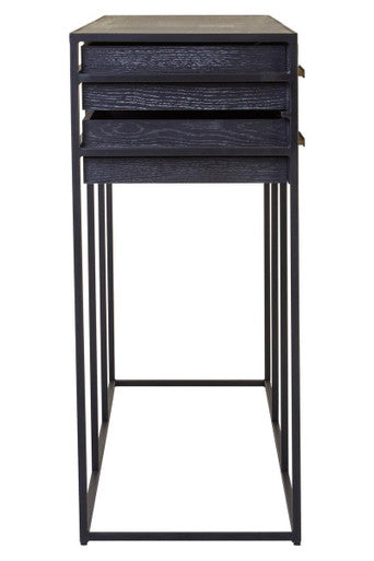 Orsina Judd Black 6-Drawer Console Table with Gold Handles | 160cm