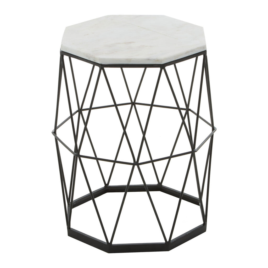 Orsina Shalimar Octagonal Marble Side Table – Black Iron Frame