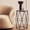 Orsina Shalimar Octagonal Marble Side Table – Black Iron Frame