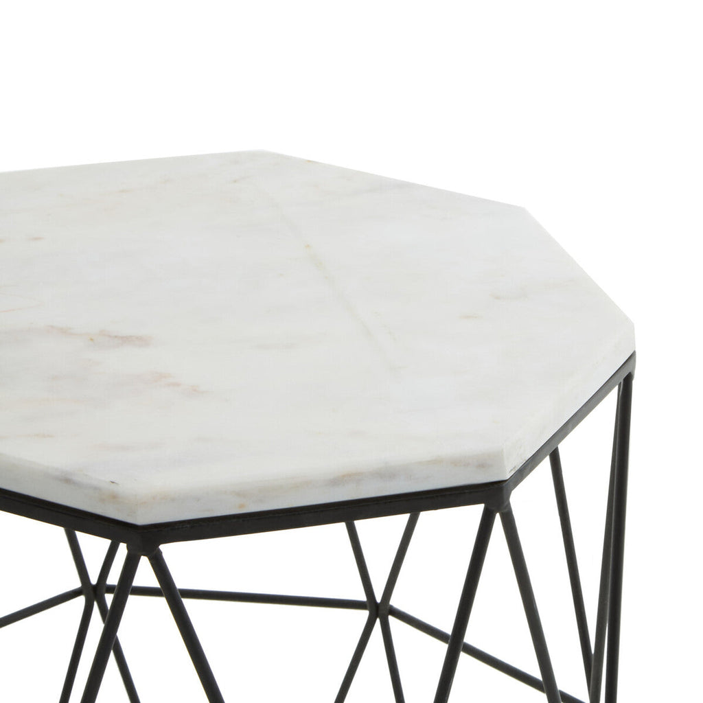 Orsina Shalimar Octagonal Marble Side Table – Black Iron Frame