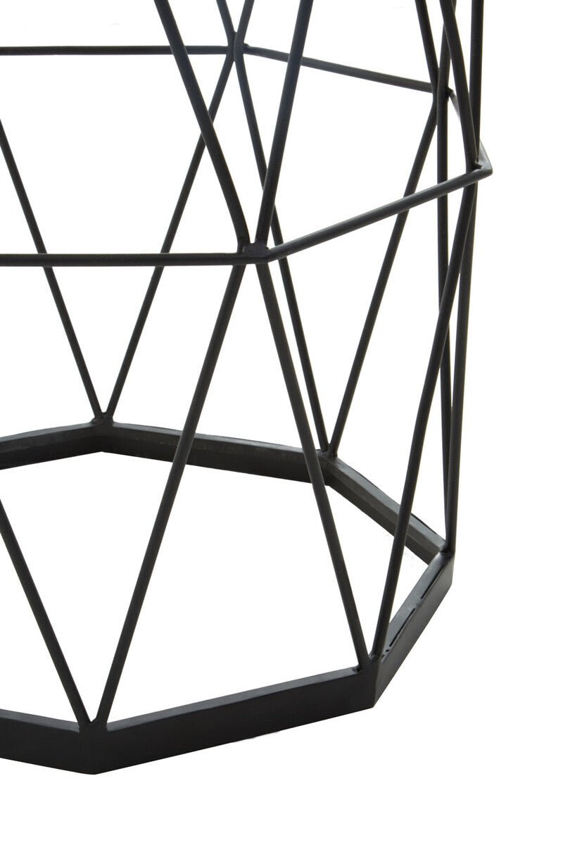 Orsina Shalimar Octagonal Marble Side Table – Black Iron Frame