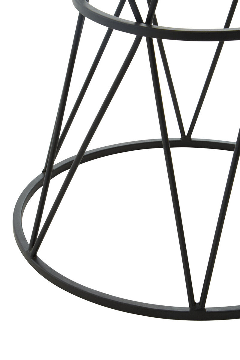 Orsina Shalimar Round White Marble Side Table with Black Iron Base