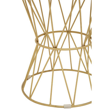 Orsina Rabia Round White Marble Side Table – Gold Diamond Wire Base