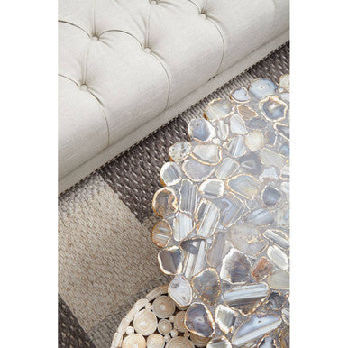 Orsina Rabia Agate Stone Coffee Table – Round Stainless Steel Cross Base