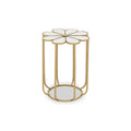 Orsina Rabia Gold Mirrored Side Table – Floral Petal Metal End Table