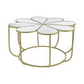Orsina Rabia Mirrored Coffee Table – Gold Petal Design Round Centerpiece