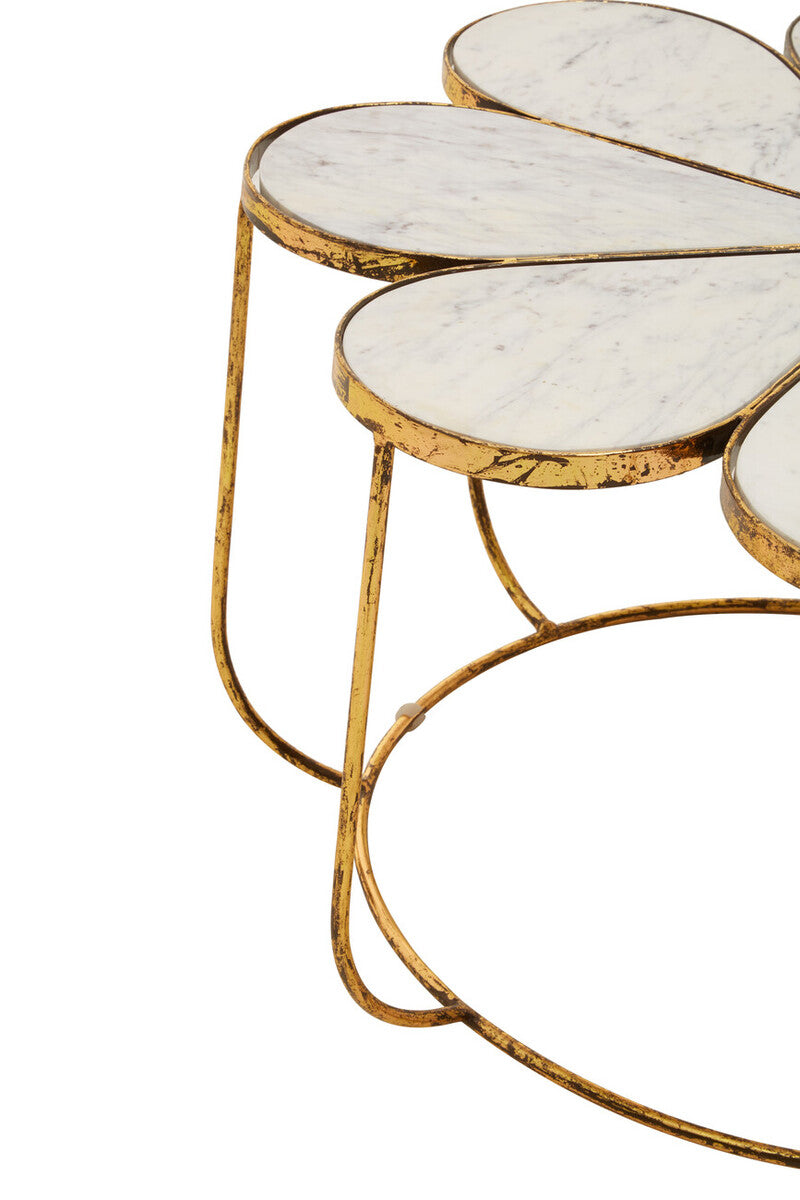 Orsina Rabia Round Marble Coffee Table with Gold Petal Base