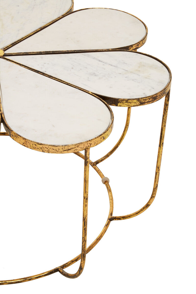 Orsina Rabia Round Marble Coffee Table with Gold Petal Base