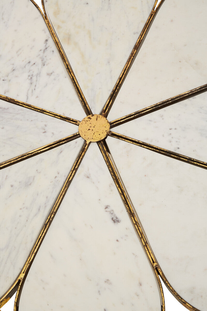 Orsina Rabia Round Marble Coffee Table with Gold Petal Base