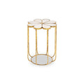 Orsina Rabia White Marble Side Table – Gold Petal Base End Table
