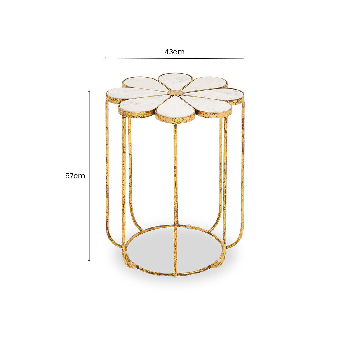 Orsina Rabia White Marble Side Table – Gold Petal Base End Table