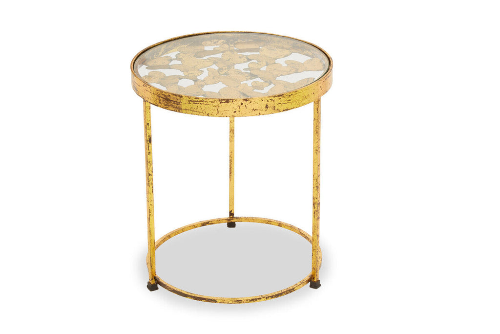 Orsina Rabia Butterfly Side Table – Gold Wireframe & Glass Top