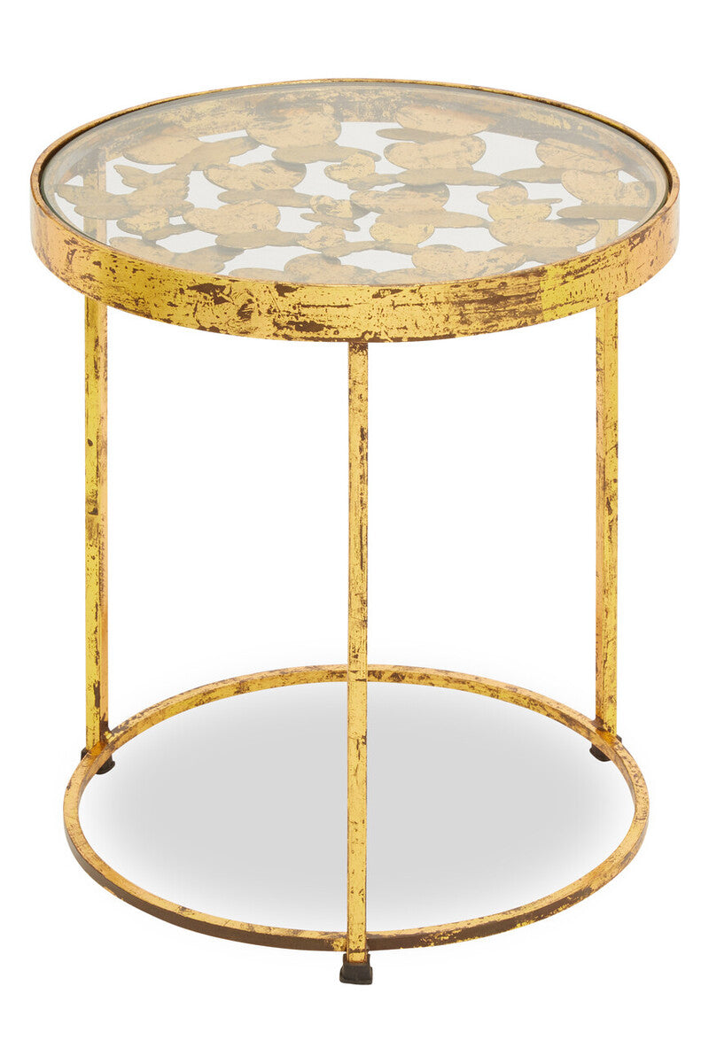 Orsina Rabia Butterfly Side Table – Gold Wireframe & Glass Top