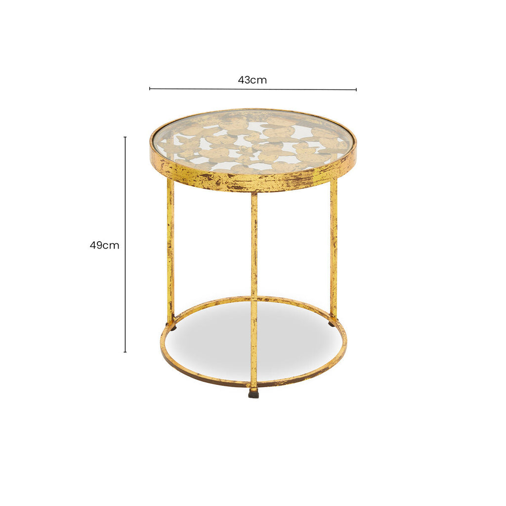 Orsina Rabia Butterfly Side Table – Gold Wireframe & Glass Top