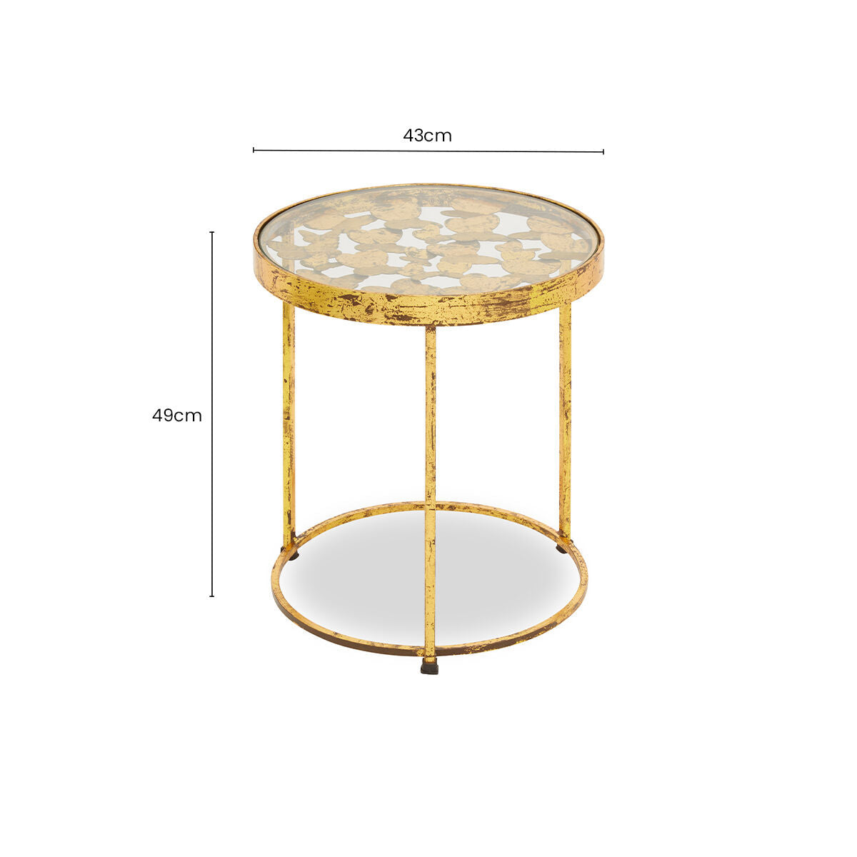 Orsina Rabia Butterfly Side Table – Gold Wireframe & Glass Top