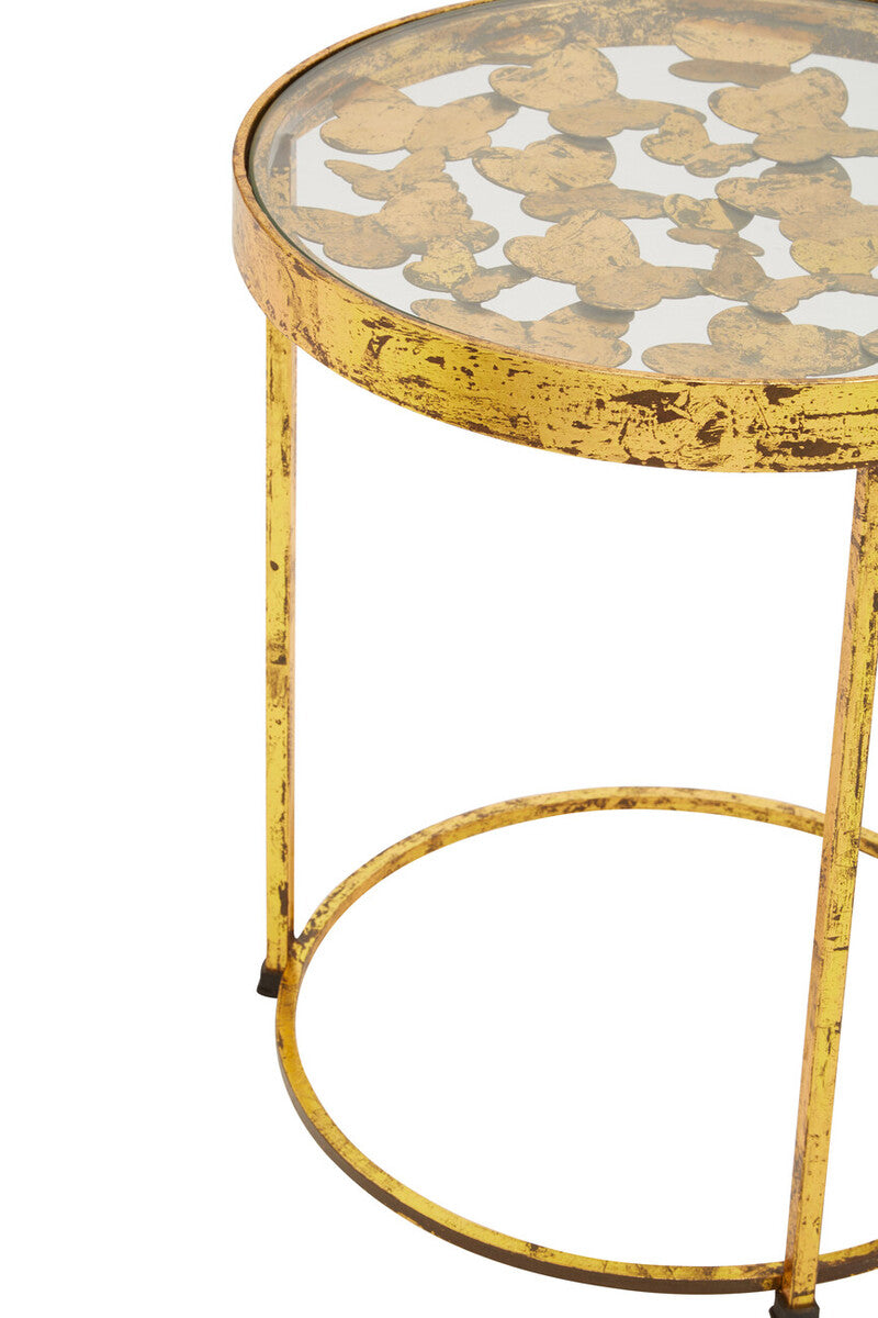 Orsina Rabia Butterfly Side Table – Gold Wireframe & Glass Top