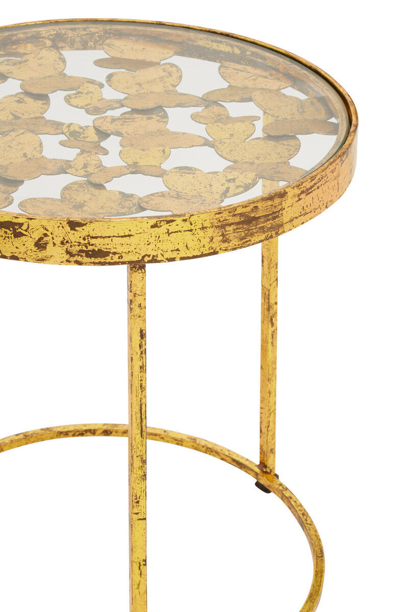Orsina Rabia Butterfly Side Table – Gold Wireframe & Glass Top