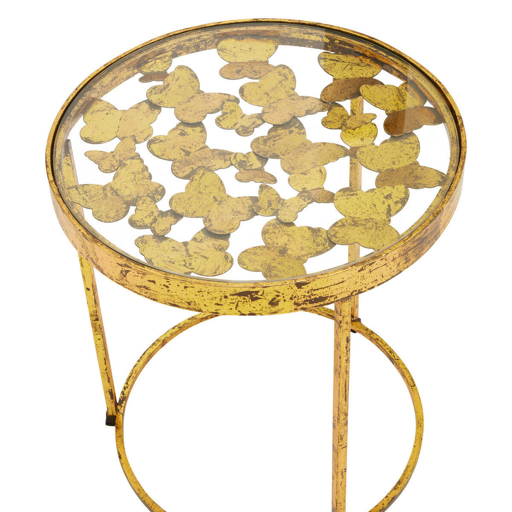 Orsina Rabia Butterfly Side Table – Gold Wireframe & Glass Top