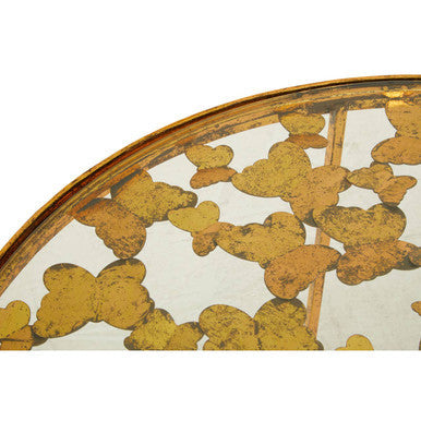 Orsina Rabia Round Glass Coffee Table – Gold Butterfly Wireframe Base