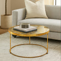 Orsina Rabia Round Glass Coffee Table – Gold Butterfly Wireframe Base