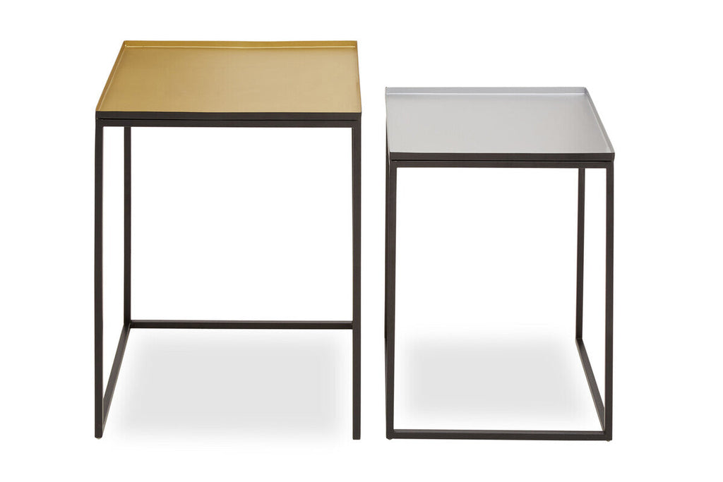 Orsina Rabia Nesting Side Tables | Set of 2 Gold and Silver Metal Tops