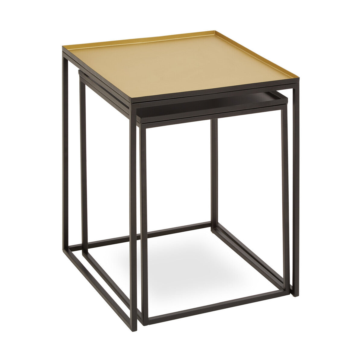 Orsina Rabia Nesting Side Tables | Set of 2 Gold and Silver Metal Tops