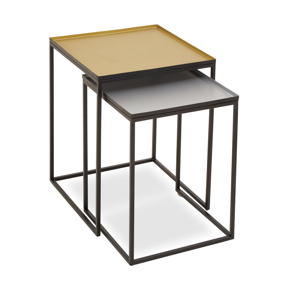 Orsina Rabia Nesting Side Tables | Set of 2 Gold and Silver Metal Tops