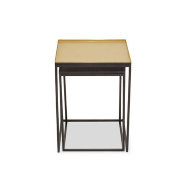 Orsina Rabia Nesting Side Tables | Set of 2 Gold and Silver Metal Tops