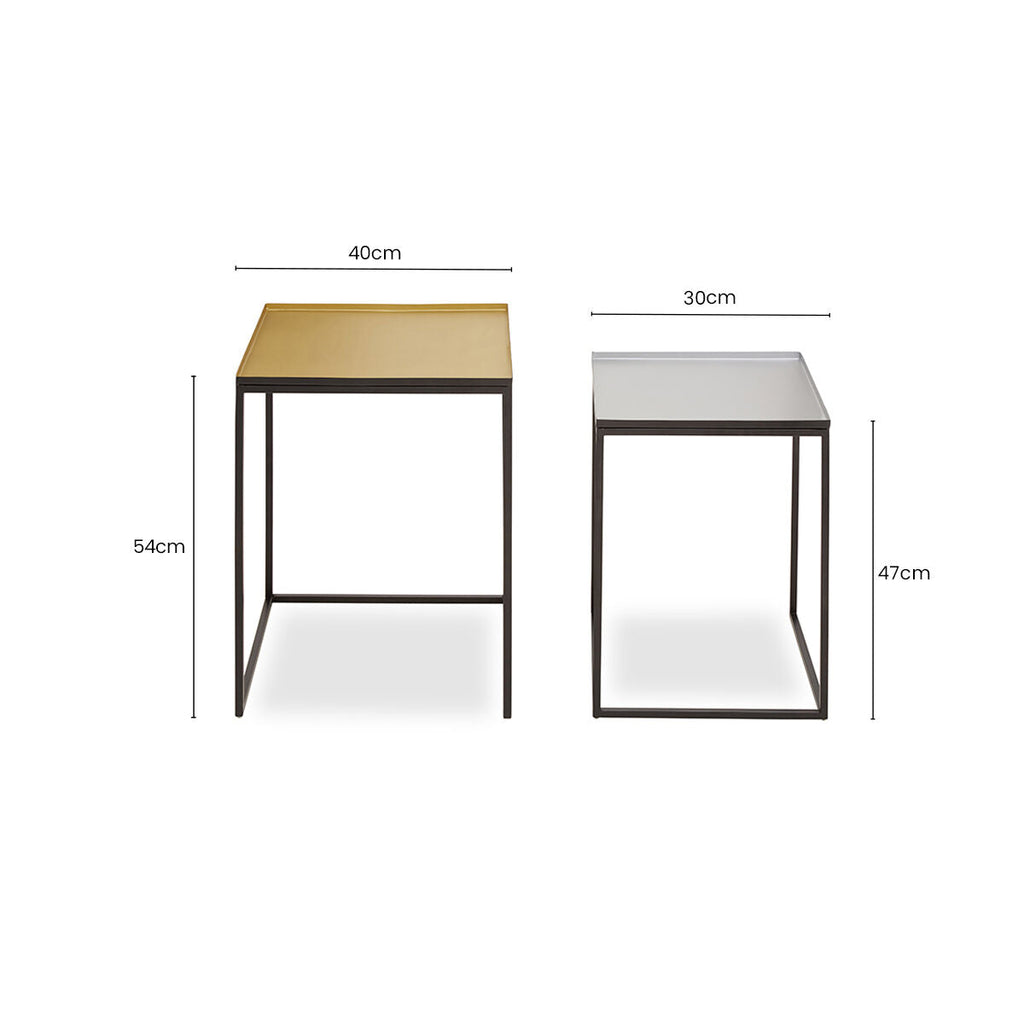 Orsina Rabia Nesting Side Tables | Set of 2 Gold and Silver Metal Tops