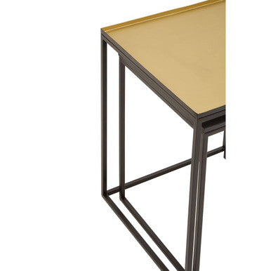 Orsina Rabia Nesting Side Tables | Set of 2 Gold and Silver Metal Tops