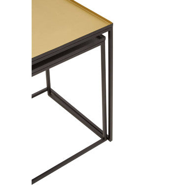 Orsina Rabia Nesting Side Tables | Set of 2 Gold and Silver Metal Tops