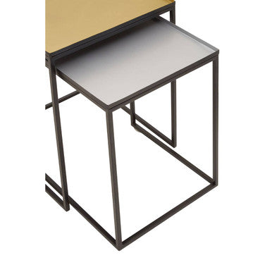 Orsina Rabia Nesting Side Tables | Set of 2 Gold and Silver Metal Tops