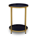 Orsina Rabia Blue Enamel Two-Tier Side Table | Brass Finish Metal